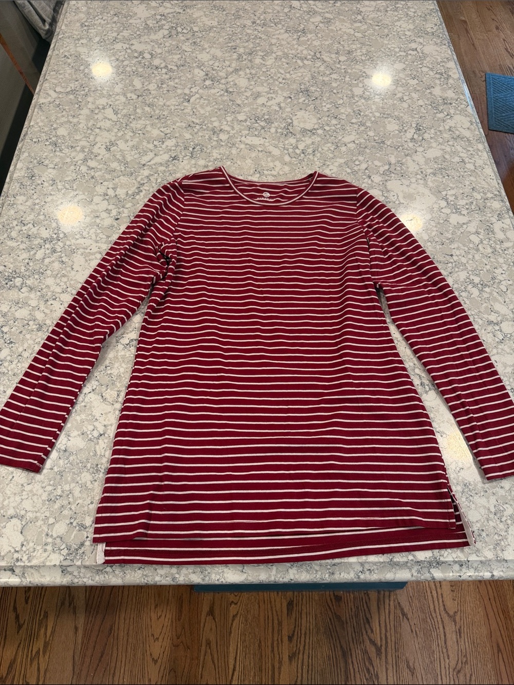 Marleylilly Women’s Striped Long Sleeve red crimson and White extra long size M